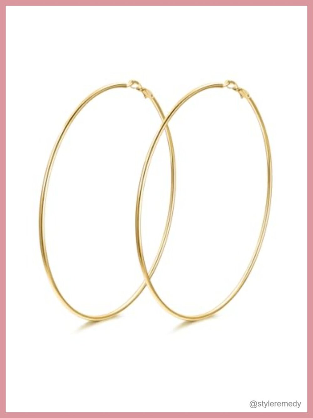 Extra Large Gold Plated Stainless Steel Hoop Earrings Statement
